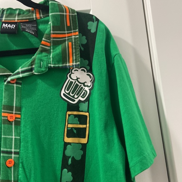 St. Patrick's Day Medium adult romper Short Romper kiss me large Mad Engine - Picture 6 of 13